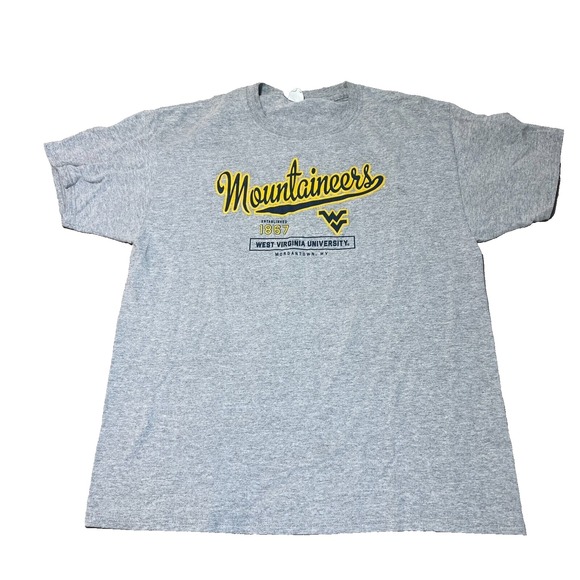 West Virginia‎ University Shirt Mens Large Gray Short Sleeve Mountaineers EUC - Picture 1 of 6